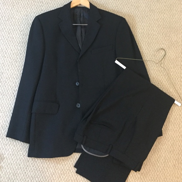 Banana Republic black suit. "Modern" fit.