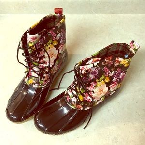 Brand new floral rain/snow boots