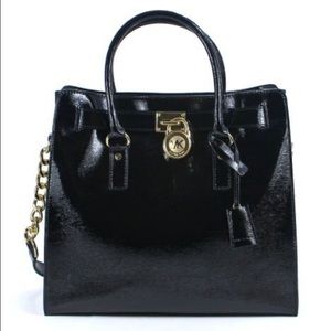 Brand new Michael Kors black patent Hamilton