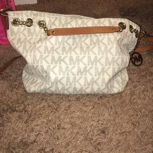 Michael Kors white and beige shoulder bag/tote