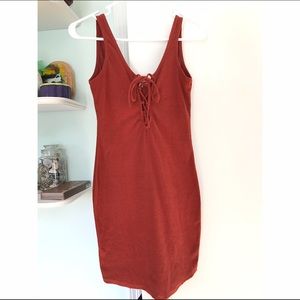 LF Burnt orange ribbed lace up boycon from