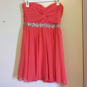 Coral strapless dress
