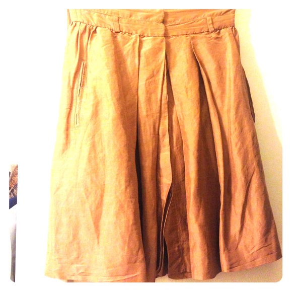 Zara high waisted silky pleated skirt with pockets