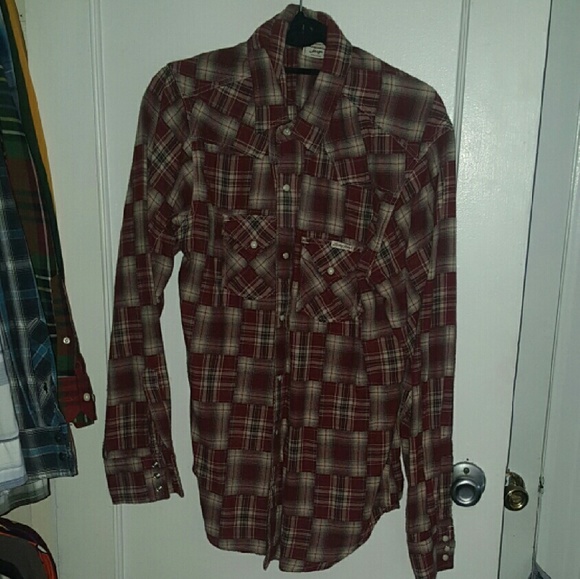 Lucky Brand Red Plaid Flannel Western Shirt