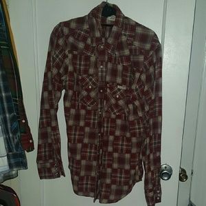 Lucky Brand Red Plaid Flannel Western Shirt