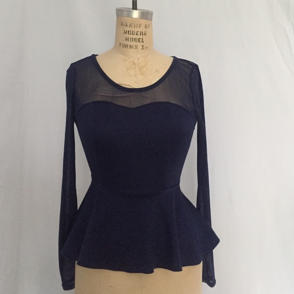 Navy Blue Peplum Top