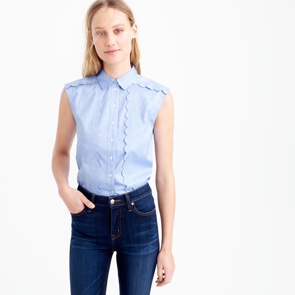 J.Crew Scallop Edge Button Up Sz 2