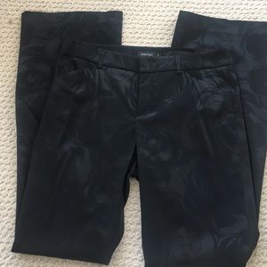 Black on black print satin pants