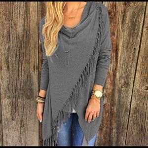 Grey fringe sweater