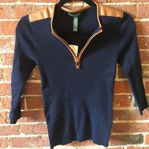 NWT Ralph Lauren Leather ZipUp