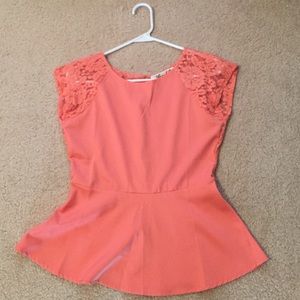 Lace back coral top