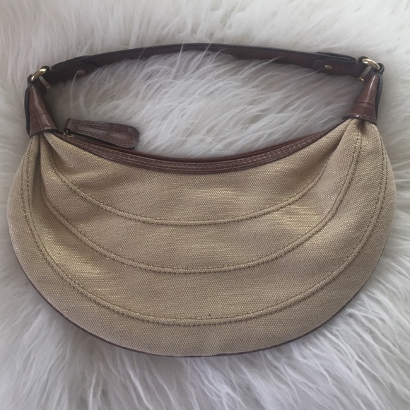 Liz Claiborne Brown / Tan with Metallic Gold Purse