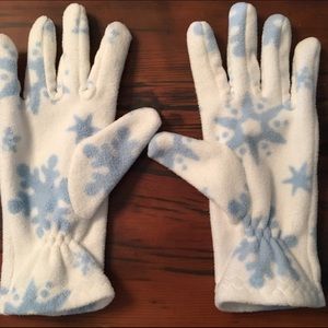 Joe Boxer White Blue Snowflake Fleece Gloves NWOT