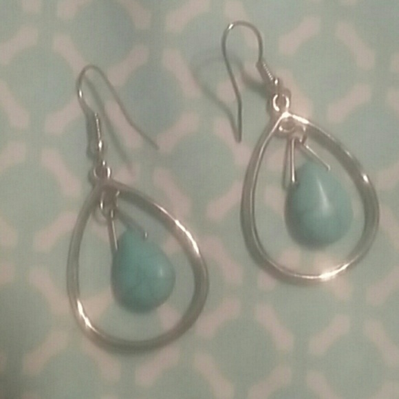Silver and blue earrings
