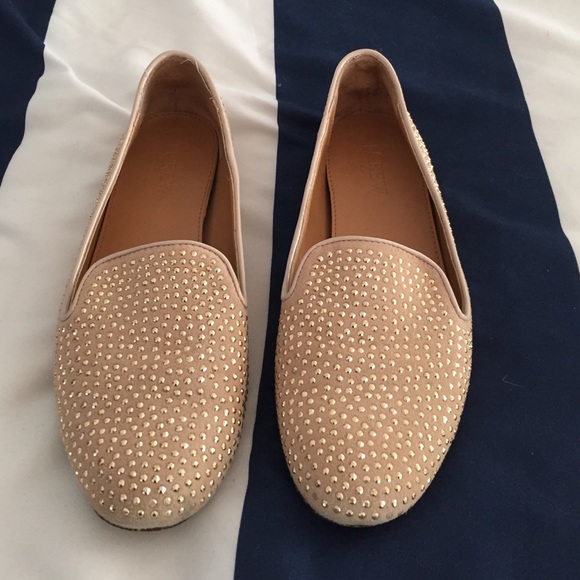 J. Crew gold studded flats size 7.5 women's