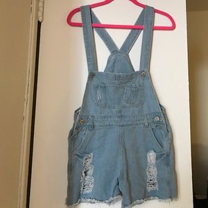Short jean overalls