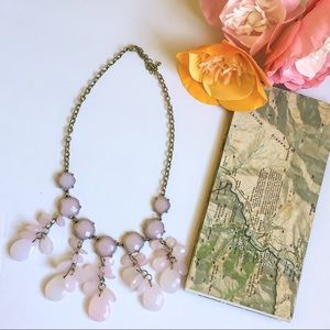 Pink Faceted Teardrop Statement Necklace