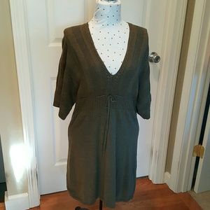Olive green sweater dress.