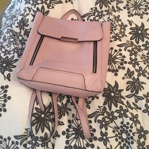 Lavender/light pink faux leather backpack