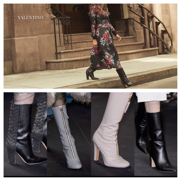 NIB Valentino Runway TwoTone Leather MidCalf Boots - Picture 2 of 4