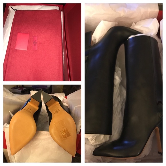 NIB Valentino Runway TwoTone Leather MidCalf Boots - Picture 4 of 4