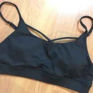 Strappy black sports bra