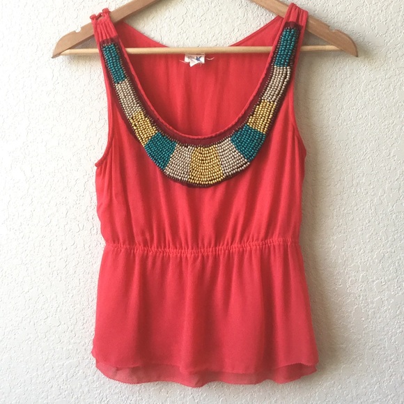 Anthropologie Edme & Esylte Silk & Beaded Top