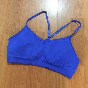 Blue racerback sports bra