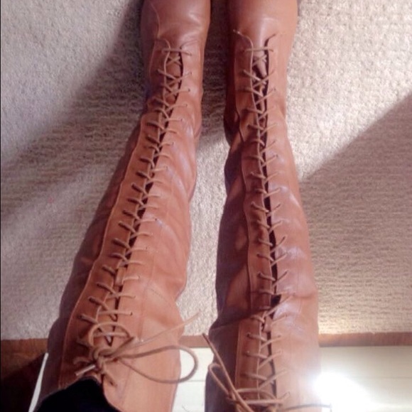 Over the knee lace up boots