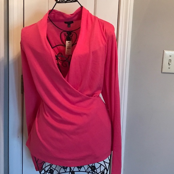 TALBOTS FAUX CORAL WRAP TOP