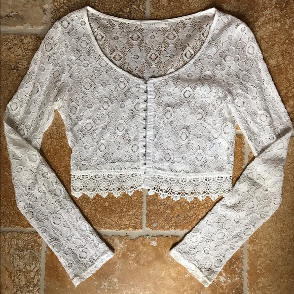 Long sleeve white lace top