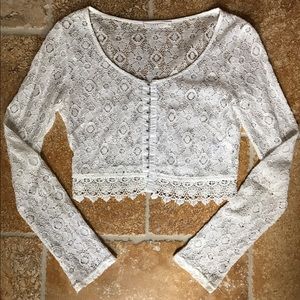 Long sleeve white lace top