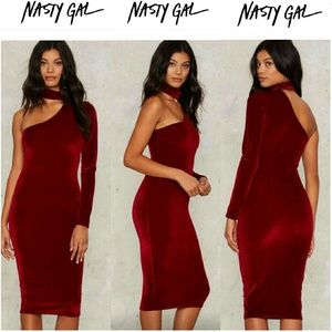 Sexy 1 Shoulder Velvet Dress