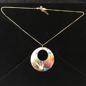 Paint Splatter Gold Disk Necklace