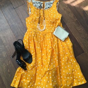 Anthropologie yellow polka dot dress