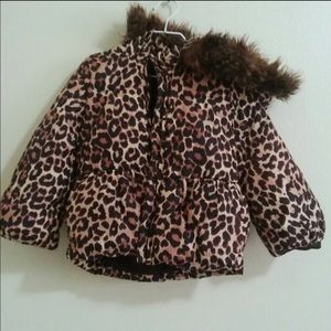 Girls leopard puffer jacket