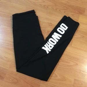 Black "do work" workout leggings