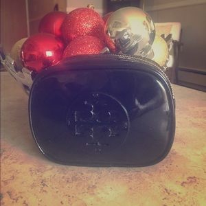 Tory Burch black patent cosmetic/jewelry case