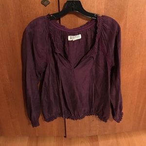 Trendy deep purple blouse with ties