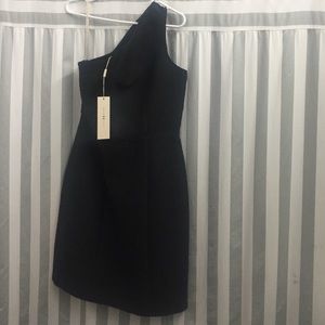 Halston One-Shoulder Jacquard Cocktail Dress