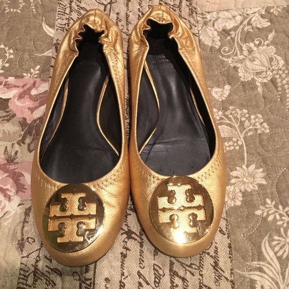 Tory Burch gold flats