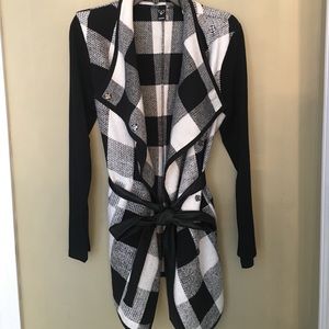 Plaid Wrap Cardigan/ Coat