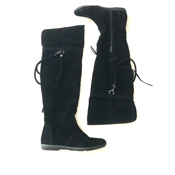 Black suede over the knee boots