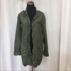 Army green raincoat, longer length, nwot merona