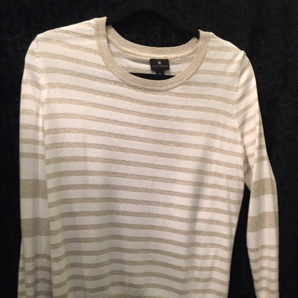 Worthington gold and cream striped sweater.