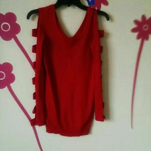 Red light weight sweater cold shoulder medium