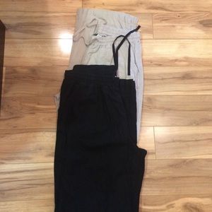 Bundle of 2 linen elastic band wide leg worn twice