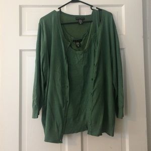 Green cardigan twinset
