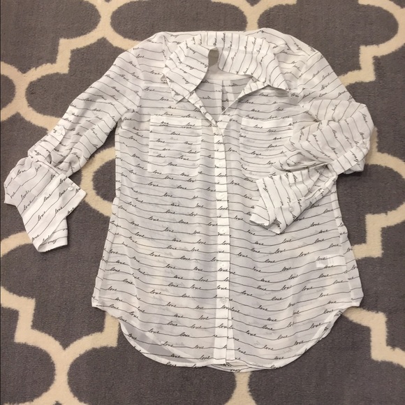 "love" Sheer Button Up Shirt