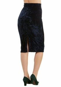 Navy Crushed Velvet Skirt